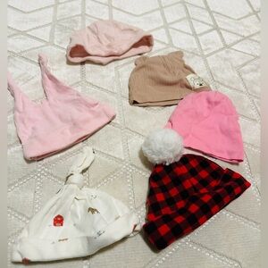 Bundle 6 baby kids hats 0-12M